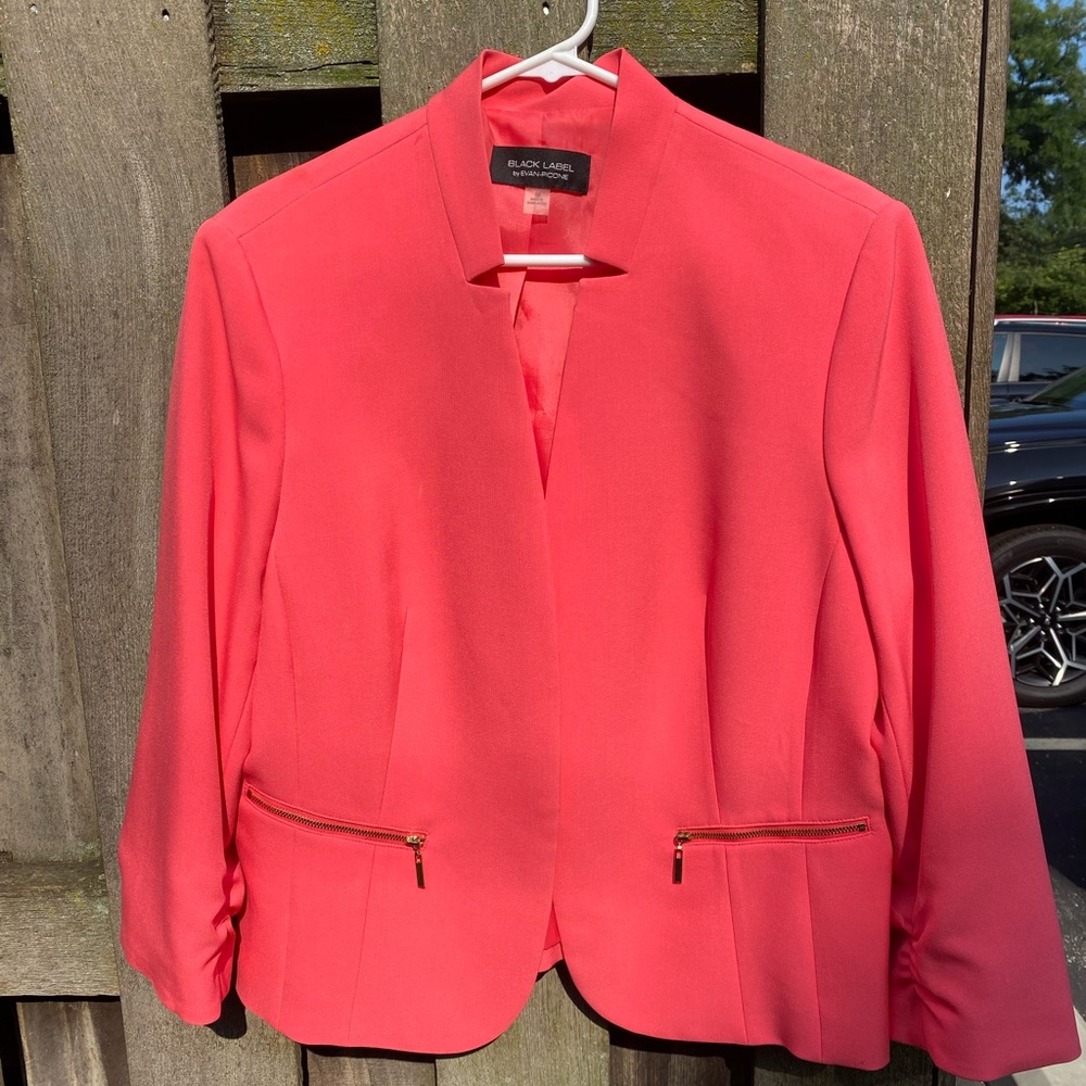 Black Label Coral Pink Blazer with Zipper Pockets